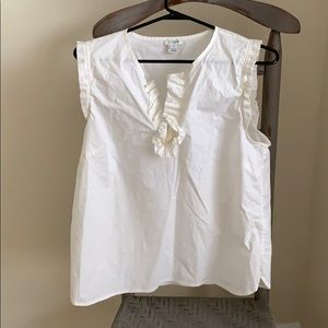 J Crew Cream Ruffled Top